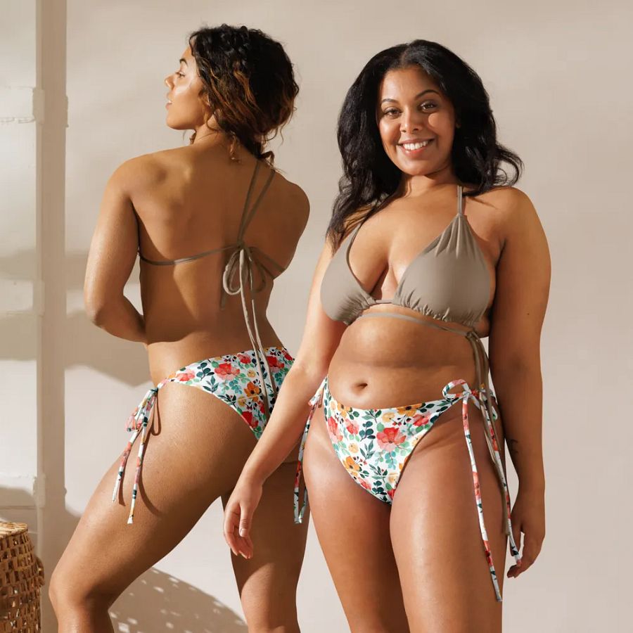 Watercolour Floral Pattern String Bikini Bottom - v8 product image (4)