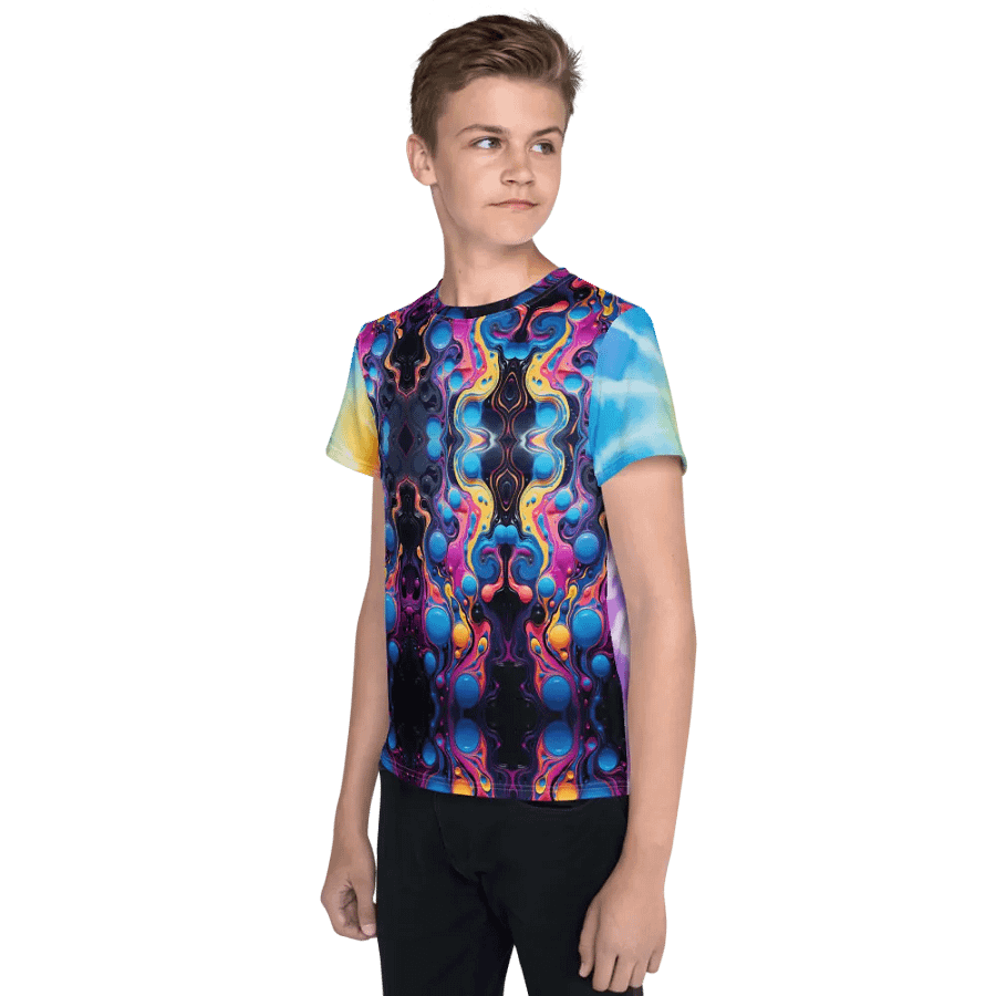 Vibrant Liquid Bubbles Tie Dye Youth T-Shirt product image (3)