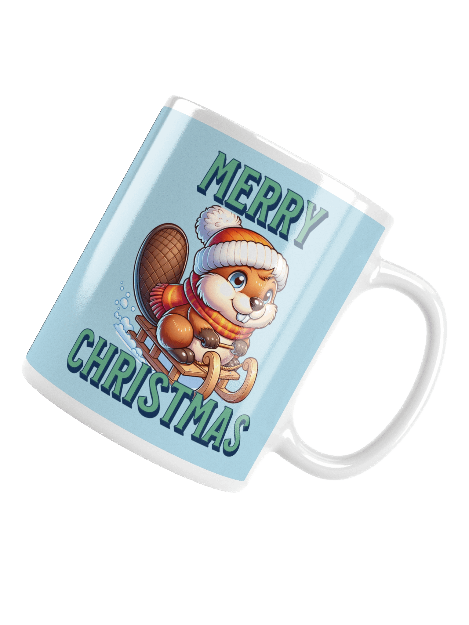 Merry Beaver Winter Sledding Mug product image (9)