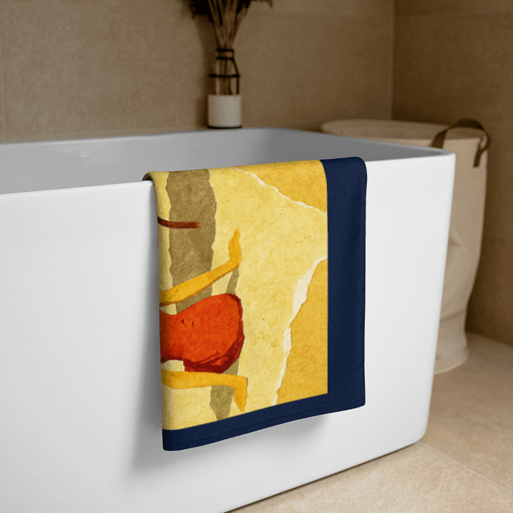 VINTAGE BEACH DAY TOWEL – 30"x60", COTTON TERRY BACK, SUN-SOAKED RETRO ILLUSTRATION product image (2)