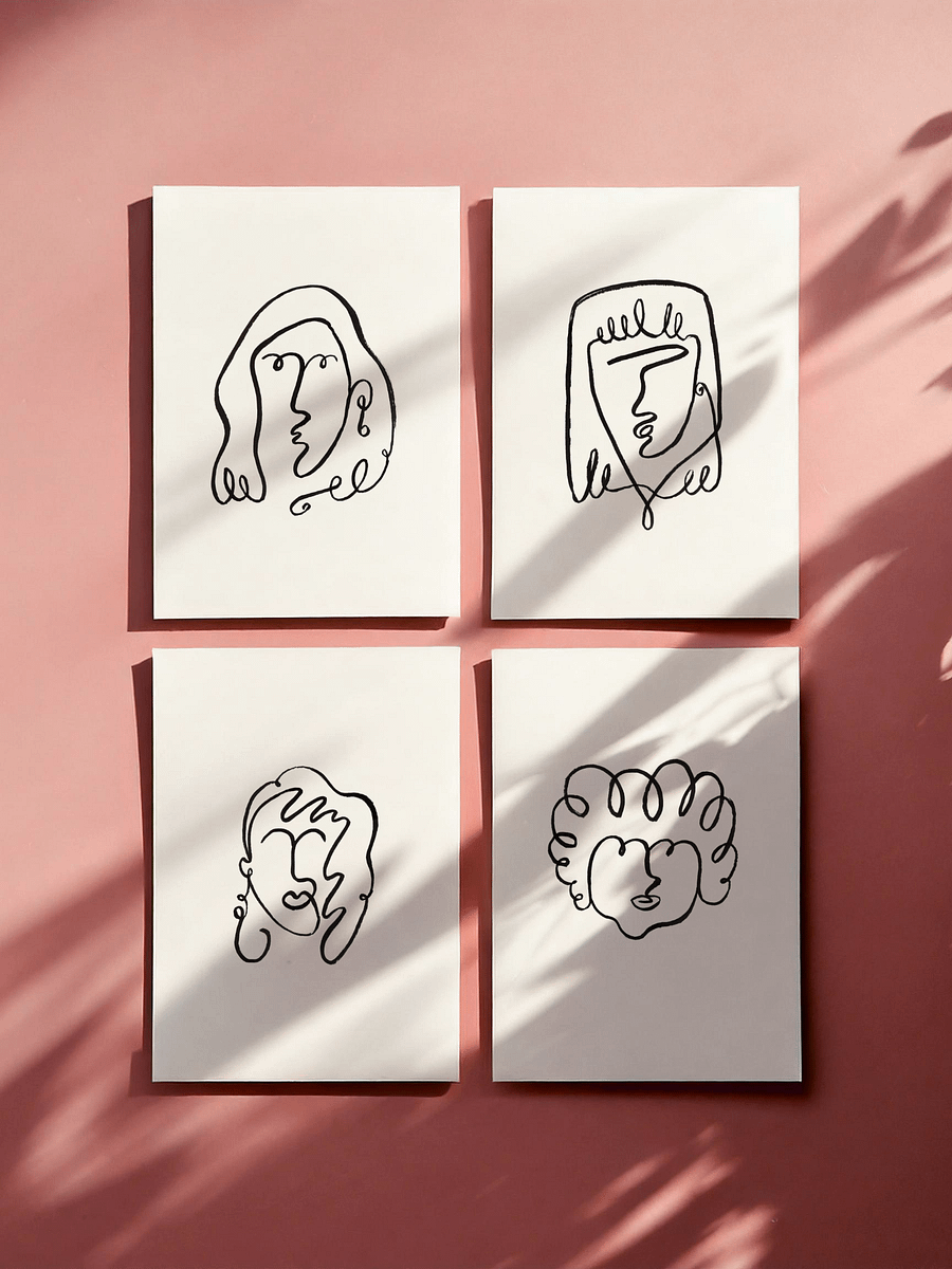 Line Girls - Set of 4 - 5x7 Giclée Fine Art Prints product image (1)