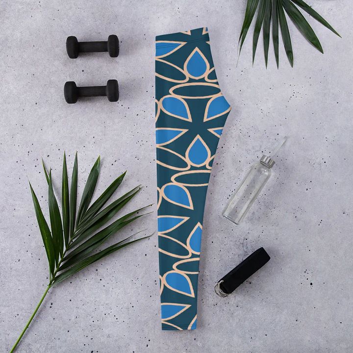 Symmetry in Blue: Custom All-Over Print Leggings product image (2)