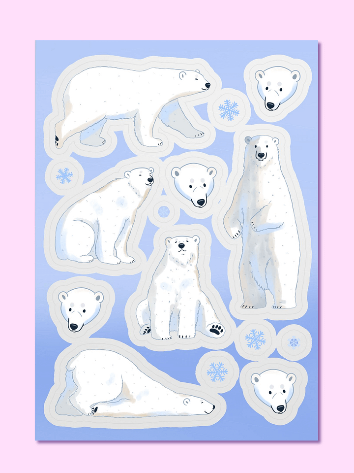 Polar Bears Kiss Cut Sticker Sheet product image (1)