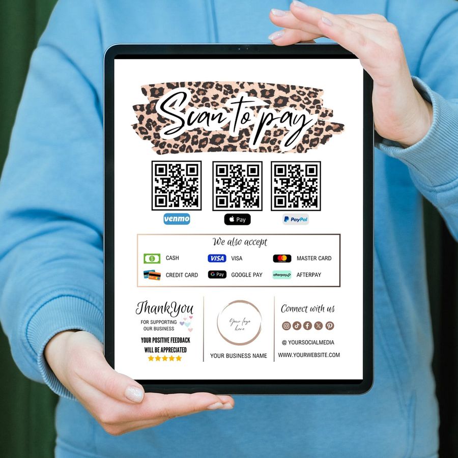 Leopard - Scan To Pay QR Code Sign Template product image (9)