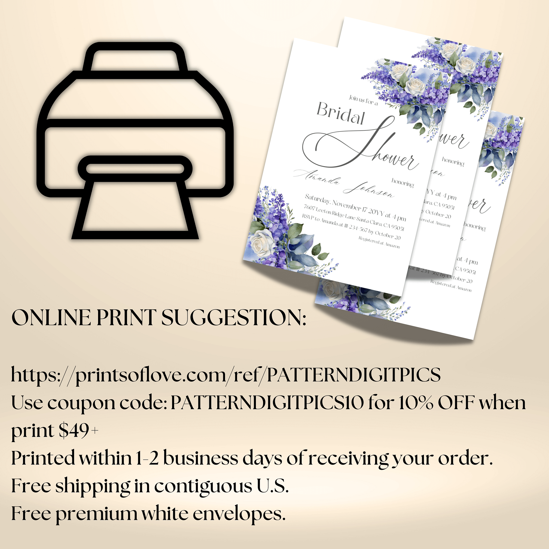 Blue Bridal Shower Invite, Rustic Wildflower Floral Invitation Canva Template, Printable Garden Party Theme Idea, Digital Download product image (10)