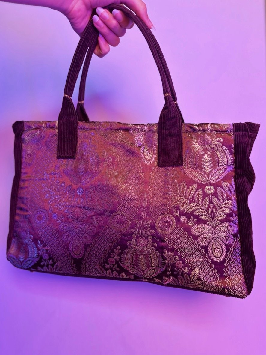 Large Franken Purse (Floral Coper Gold and Purple) product image (5)