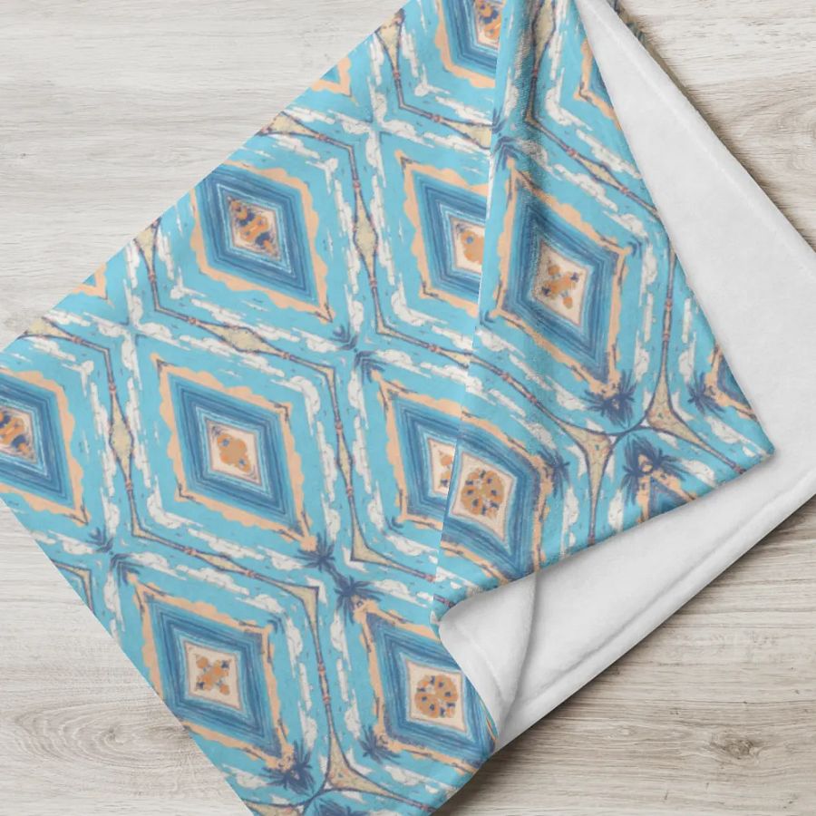 Blue & Cream Diamond Metamorphosis Throw Blanket product image (5)