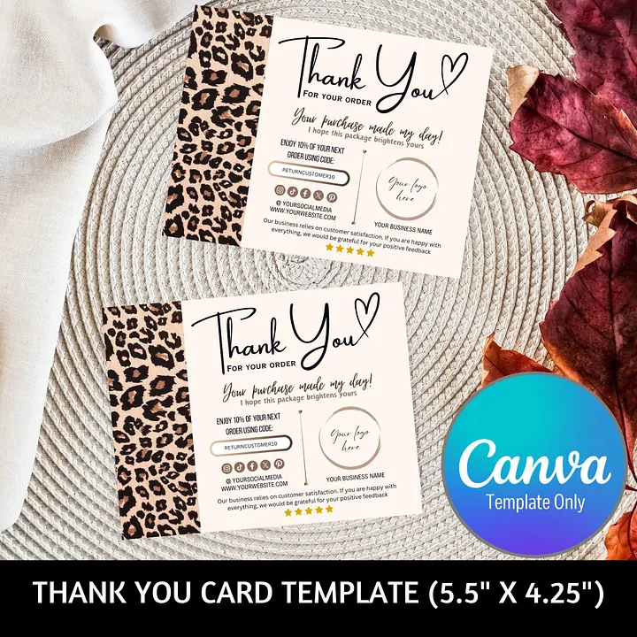 Leopard - Thank You Card Template product image (1)
