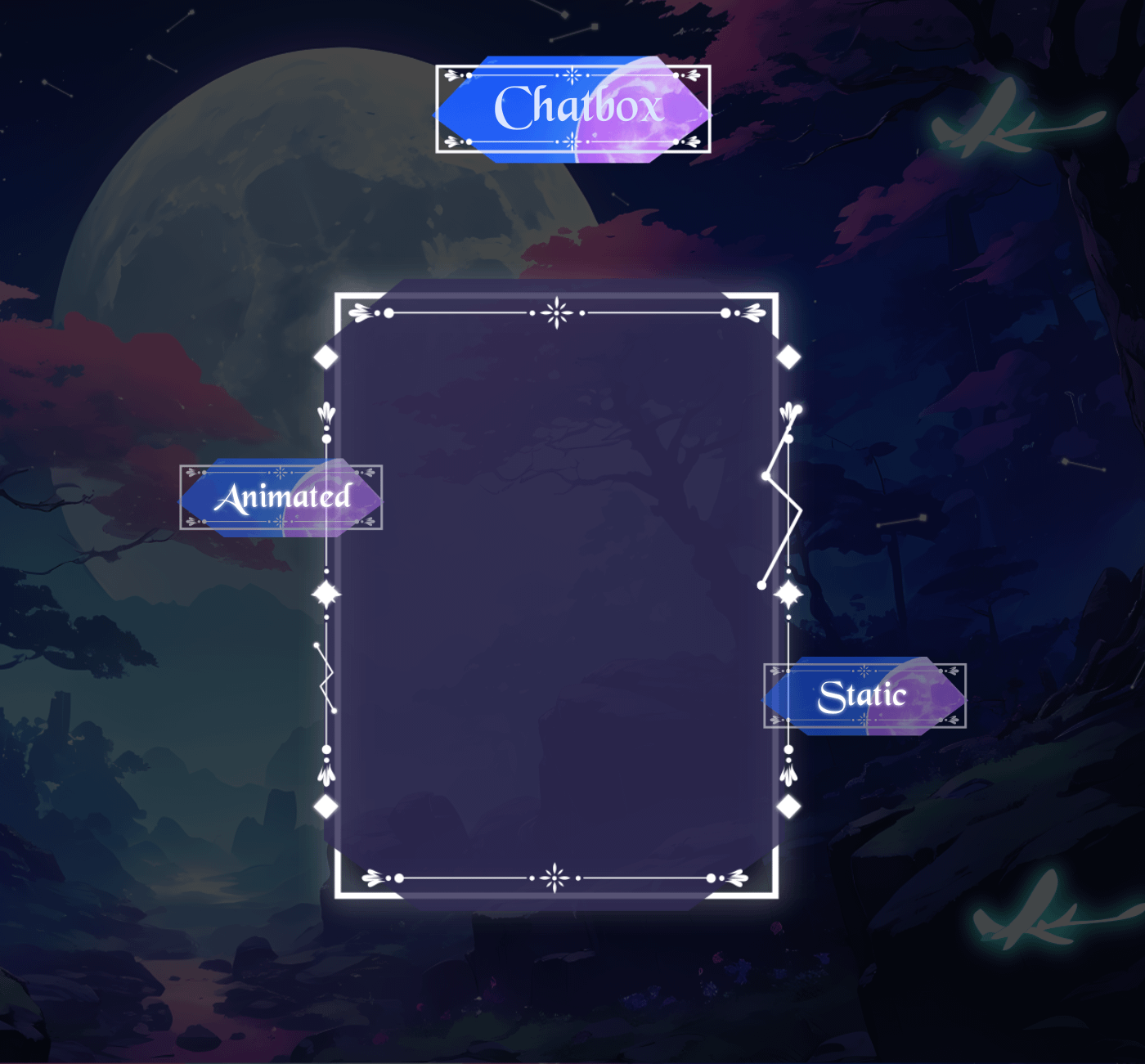 Sky Night Just Chatting Pack, Light & Dark Twitch Overlay, Blue Pink Glowing Forest Aesthetic, Animated Scenes Vtuber, Just Chatting Overlay product image (3)