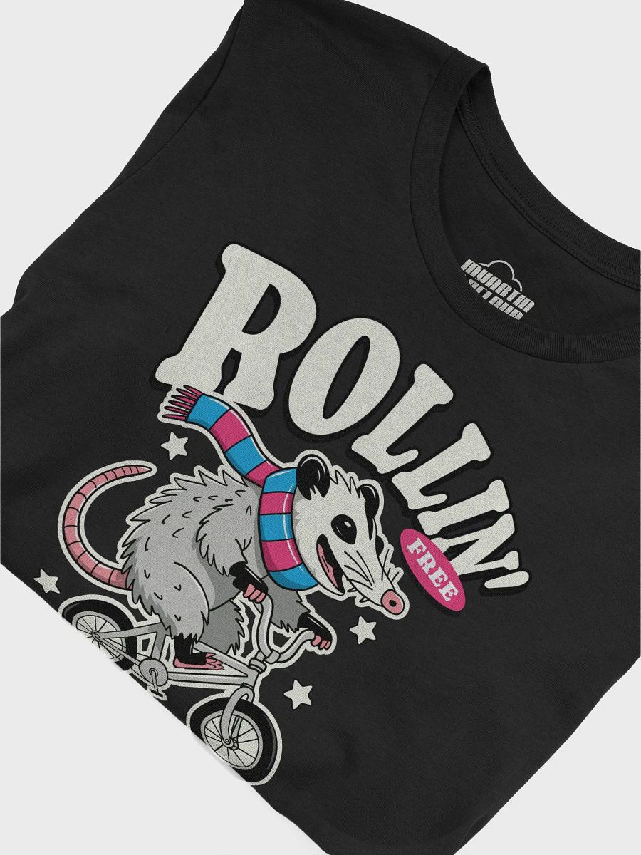 Funny Opossum Bike T-Shirt – Rollin’ Free Just Let Me Be – Cycling Possum Graphic Tee product image (15)