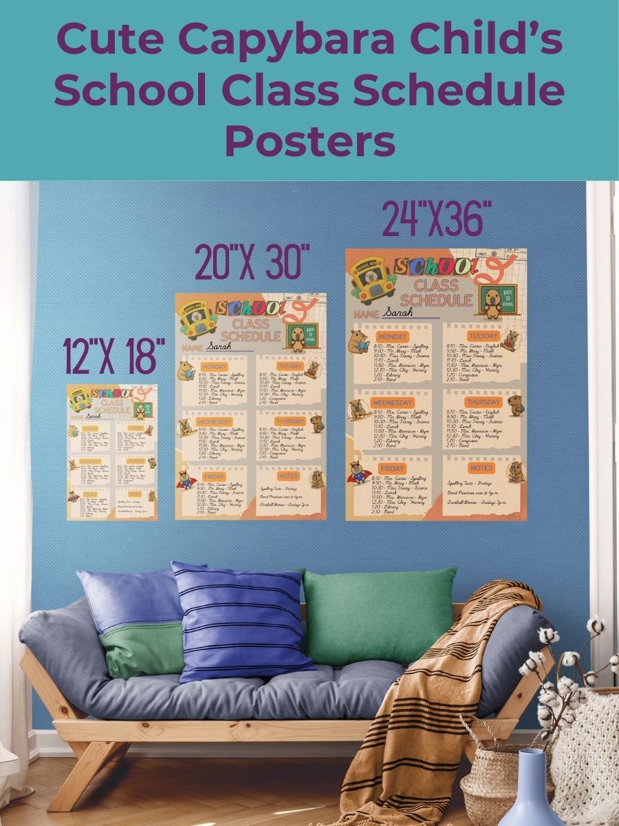 Cute Capybara School Class Schedule Poster product image (1)