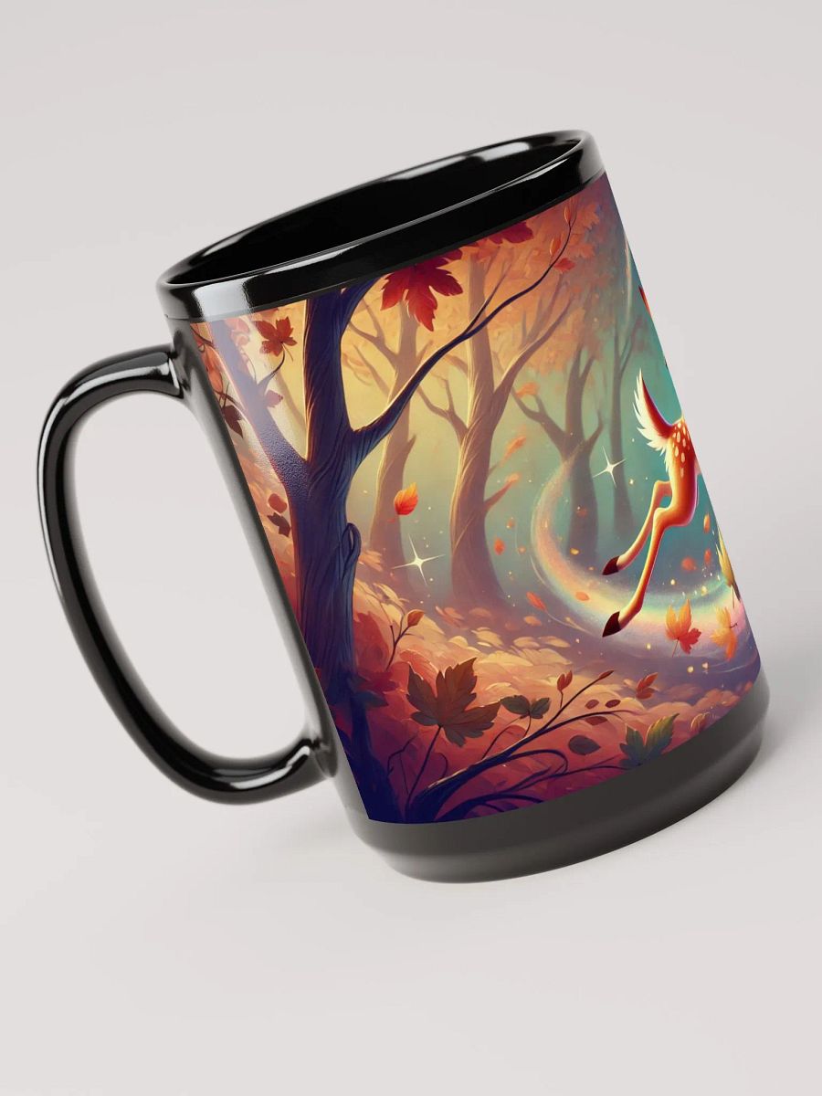 Magical Forest Deer Coffee Cup - 15 oz Glossy Black Mug product image (4)