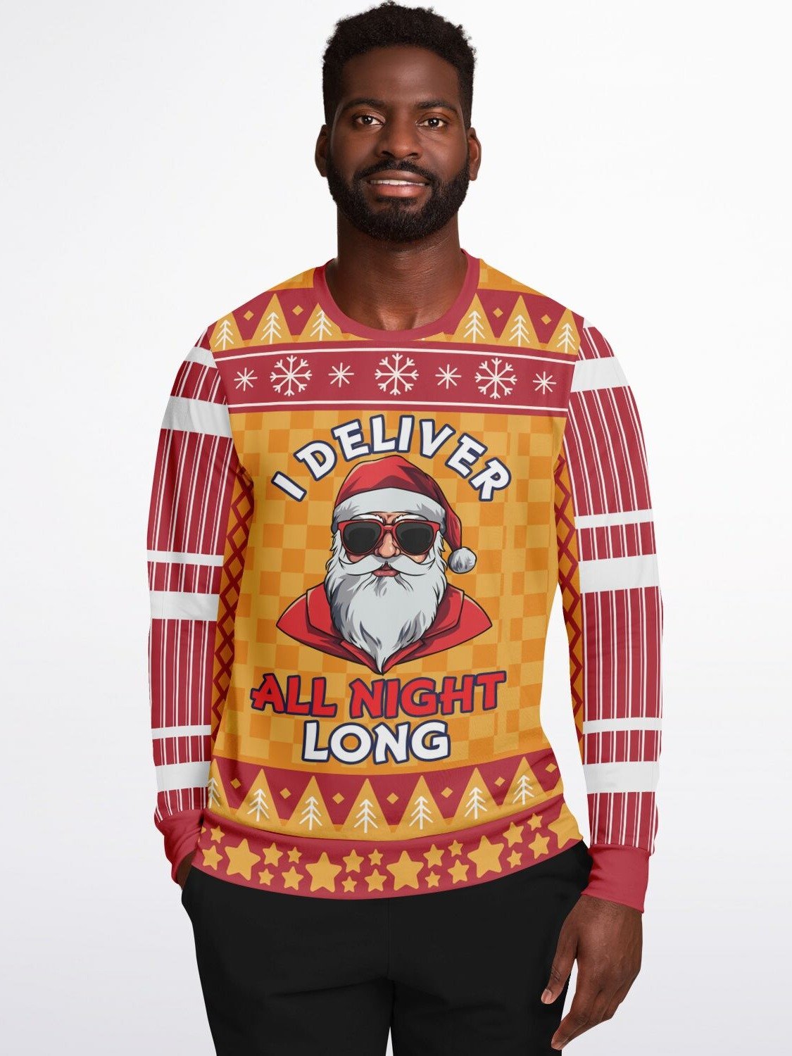 "I Deliver All Night Long" Humorous Santa Christmas Sweatshirt | Funny Holiday Party Sweater | Festive Winter Outfit product image (1)