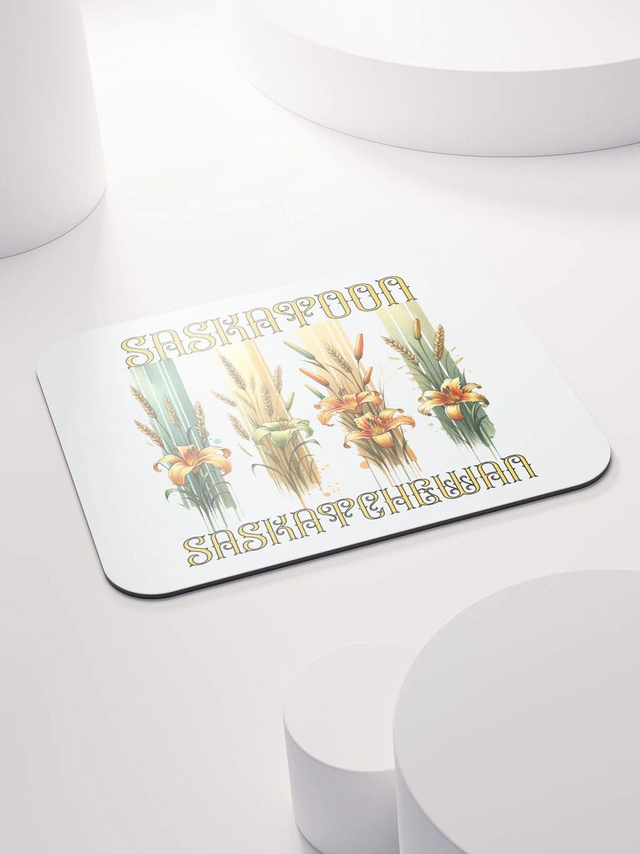 Saskatoon Saskatchewan 4 Vertical Tiger Lily Wheat Art Deco Floral Mouse Pad product image (4)