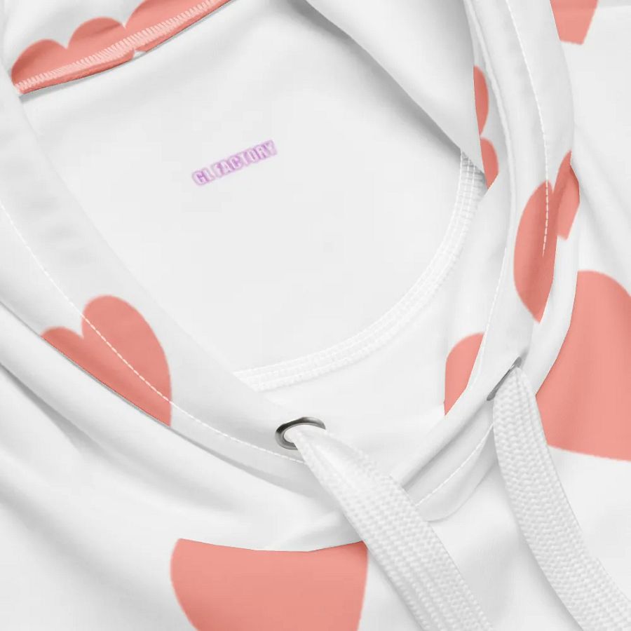 Lingling Kwong Heart Design Unisex Hoodie (White & Pink) product image (10)