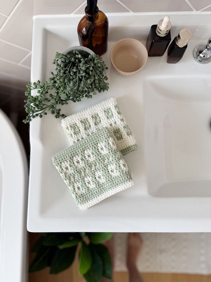 CROCHET PATTERN & VIDEO - 5 Inset Mosaic Crochet Washcloth Patterns product image (1)