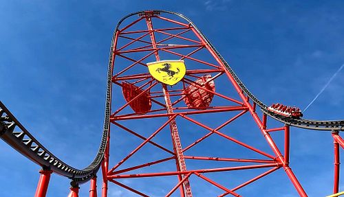 When you're looking up at the tallest (and fastest) roller coaster in Europe! 🎢😳

This is Red Force at Ferrari Land, part of ...