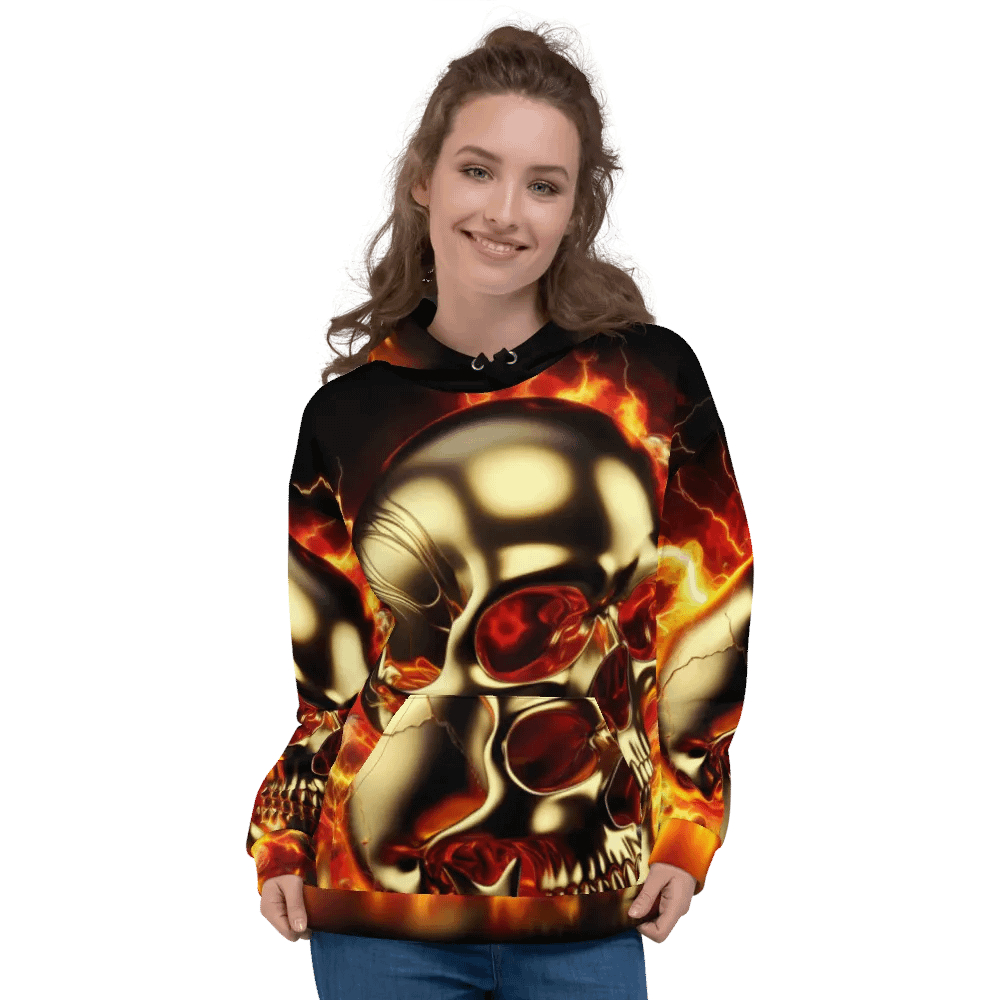 Golden Inferno - Unisex Skull Hoodie #1 product image (3)