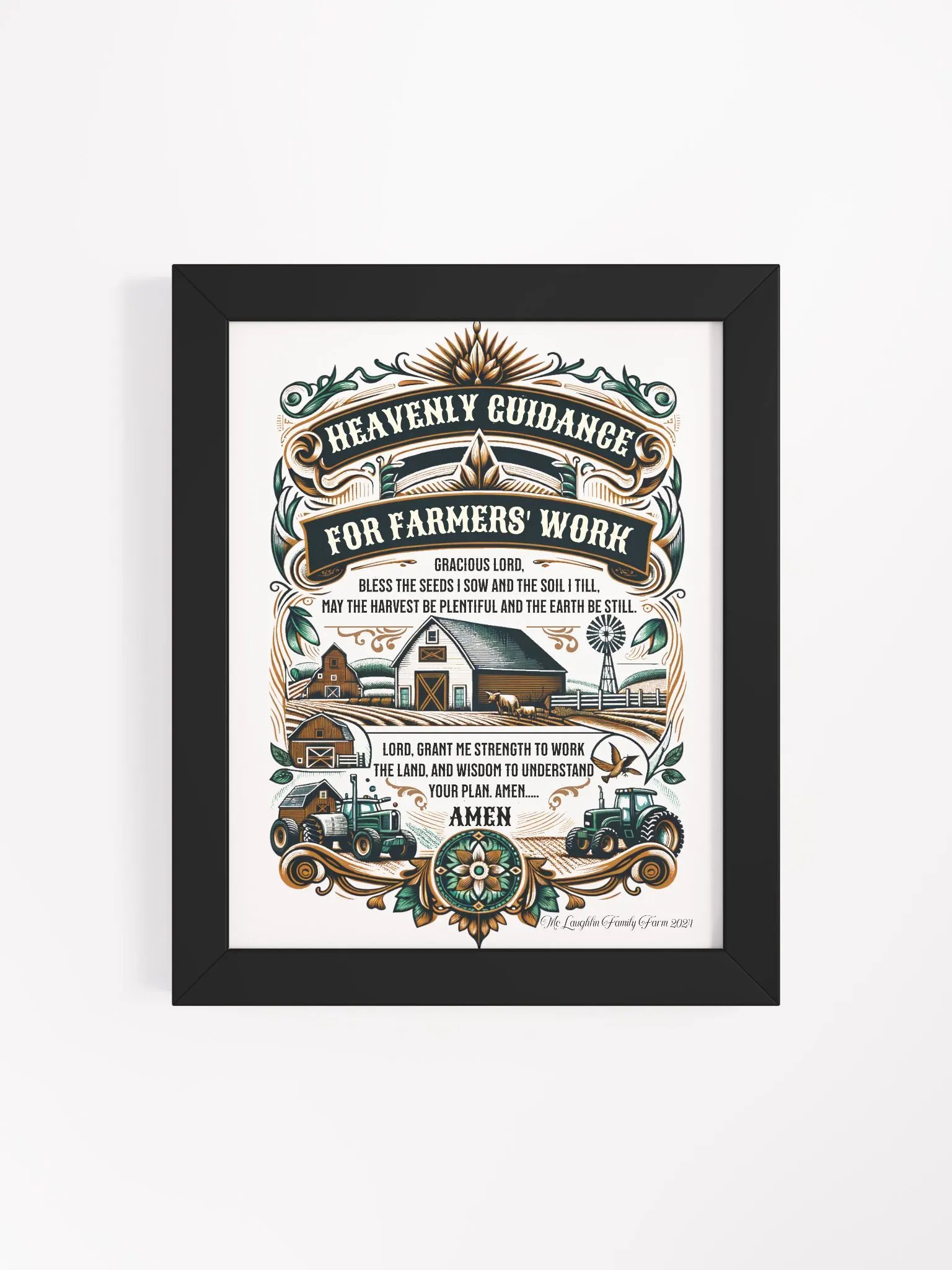 Heavenly Guidance for Farmers' Work Framed Poster | Heavenly Farming Guidance | Faithful Work on the Farm | Faith and Hard Work | Blessed Farmer Wall Art | Farming with Faith product image (4)