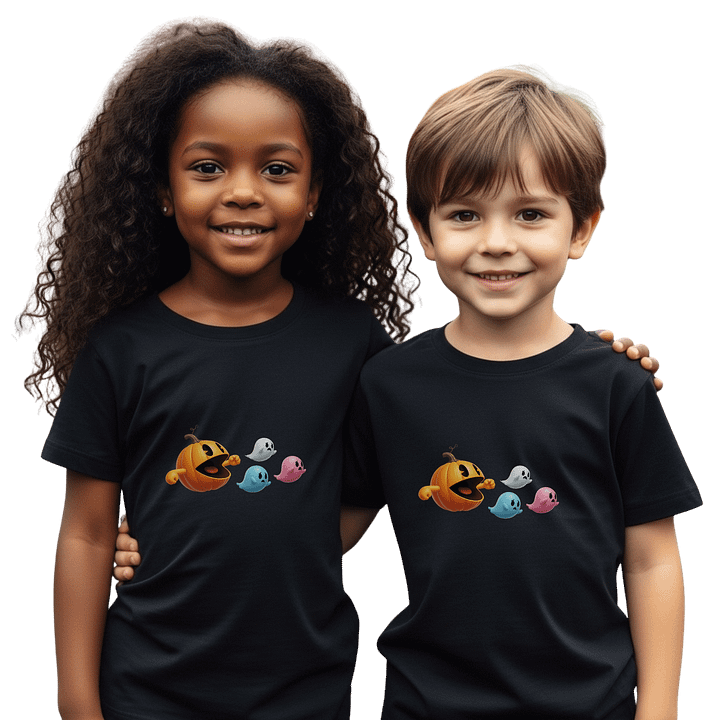 Unisex Toddler Halloween T-Shirt | Pumpkin Chasing Ghosts | Cute & Fun Kids Tee Ages 2-5 product image (1)