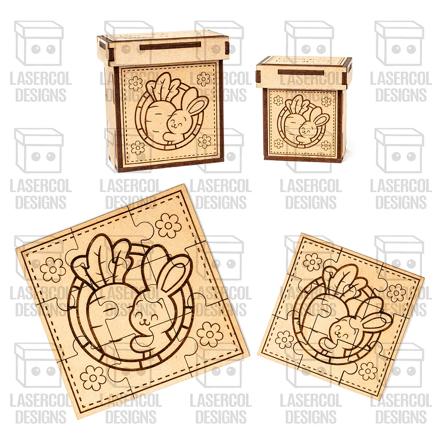 Easter Bunny Puzzle With Box Set 2 (2 Sizes) - Laser Cut Files product image (2)