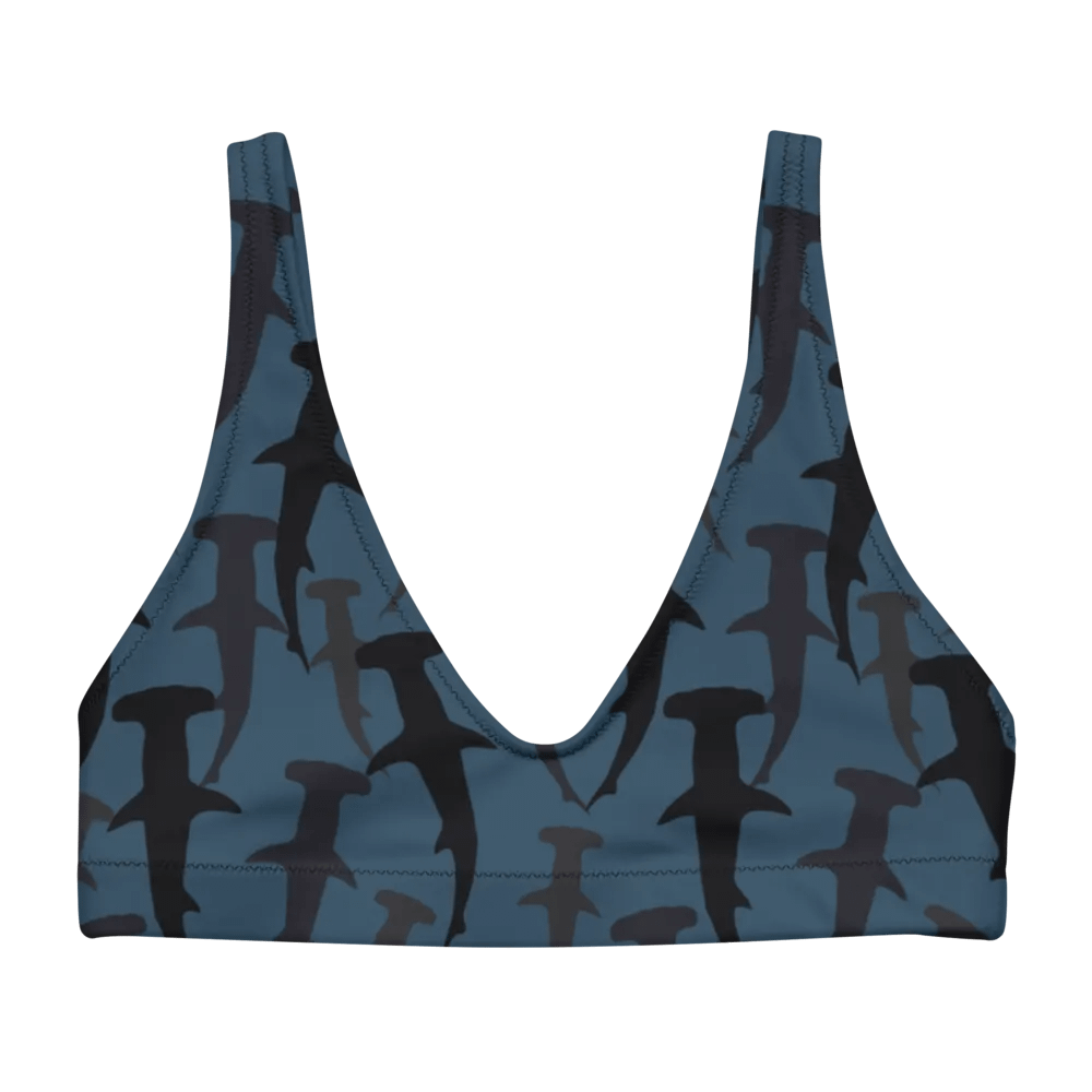 Hammerhead Sharks - Dark Ocean - Recycled Polyester - Padded Bikini Top product image (1)