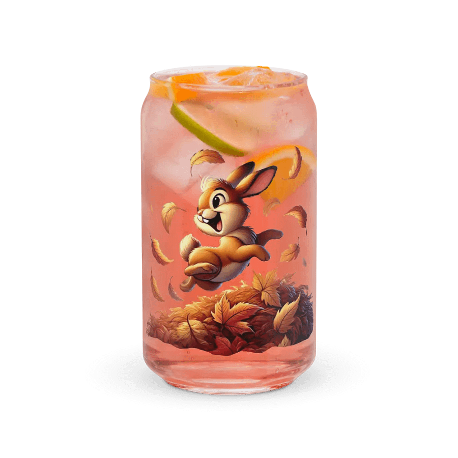 Autumn Leaves Bunny Rabbit Glass with Optional Lid and Straw product image (37)