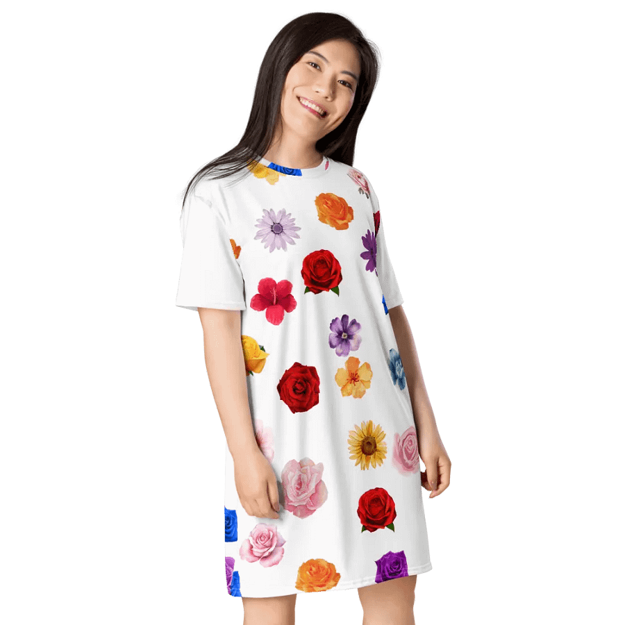 Colorful Rose Flowers T Shirt Dress product image (3)