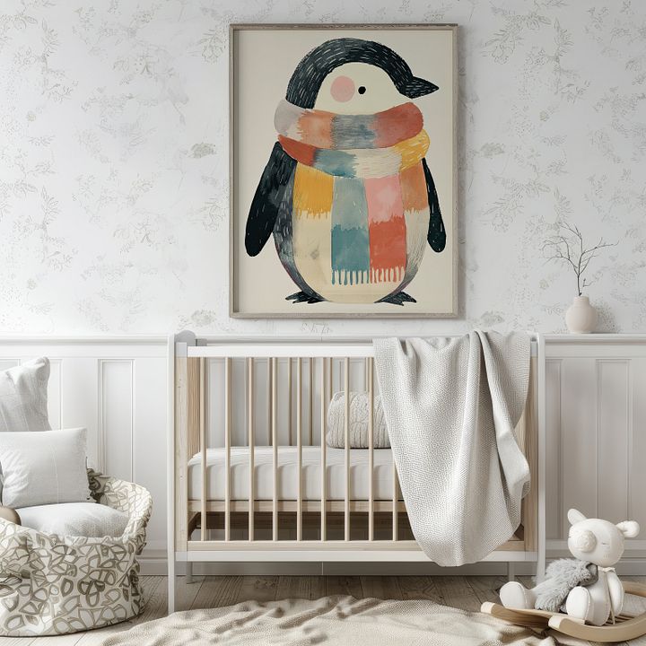 Cute Watercolor Penguin Illustration Nursery Art Print product image (2)