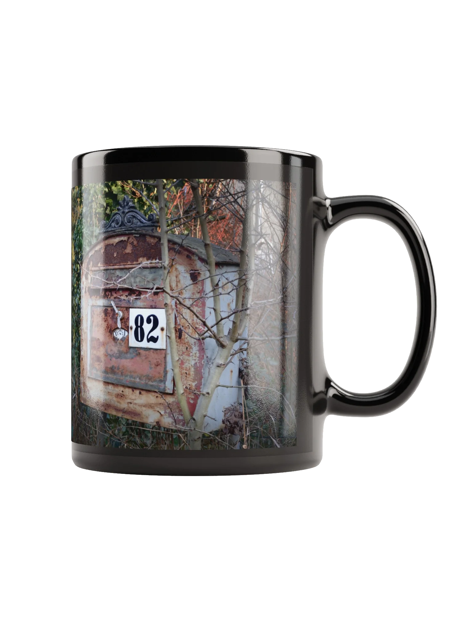 Keramiktasse schwarz - Rostiger Briefkasten product image (1)