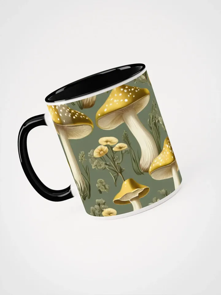 Coffee Mug with Color Inside - Golden Mushrooms on Light Green product image (2)