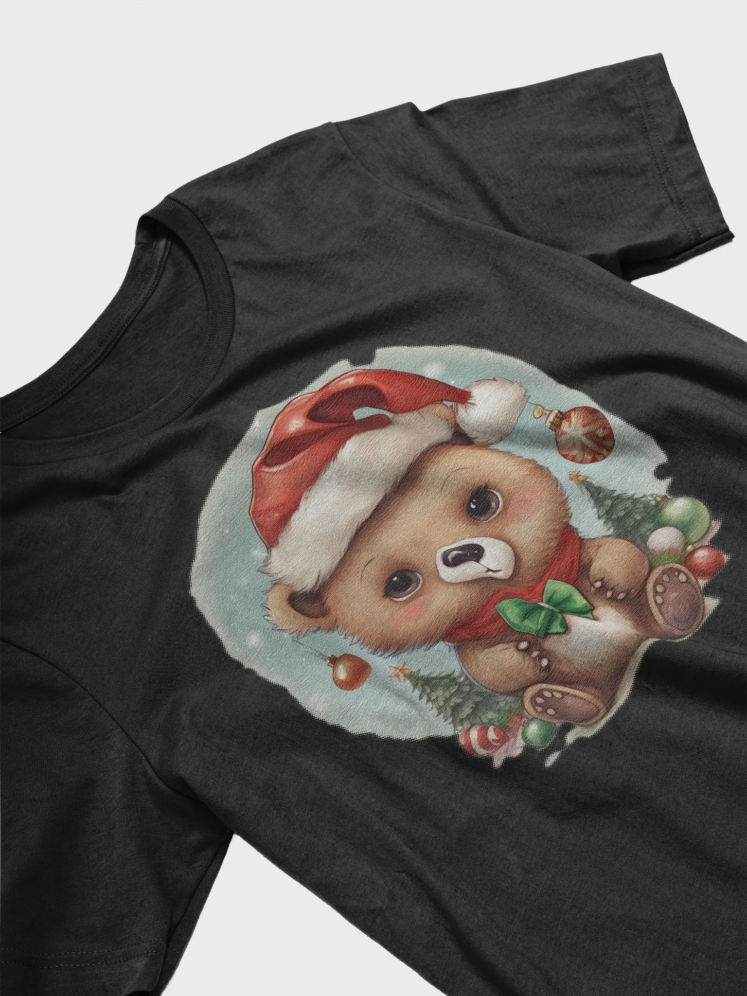 Cute little bear cub wearing a santa hat Supersoft T-Shirt product image (3)