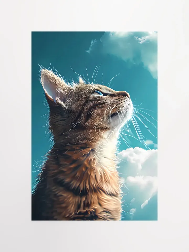 Upward Gaze: Ginger Cat Contemplating the Vast Sky Art Print Matte Poster product image (2)