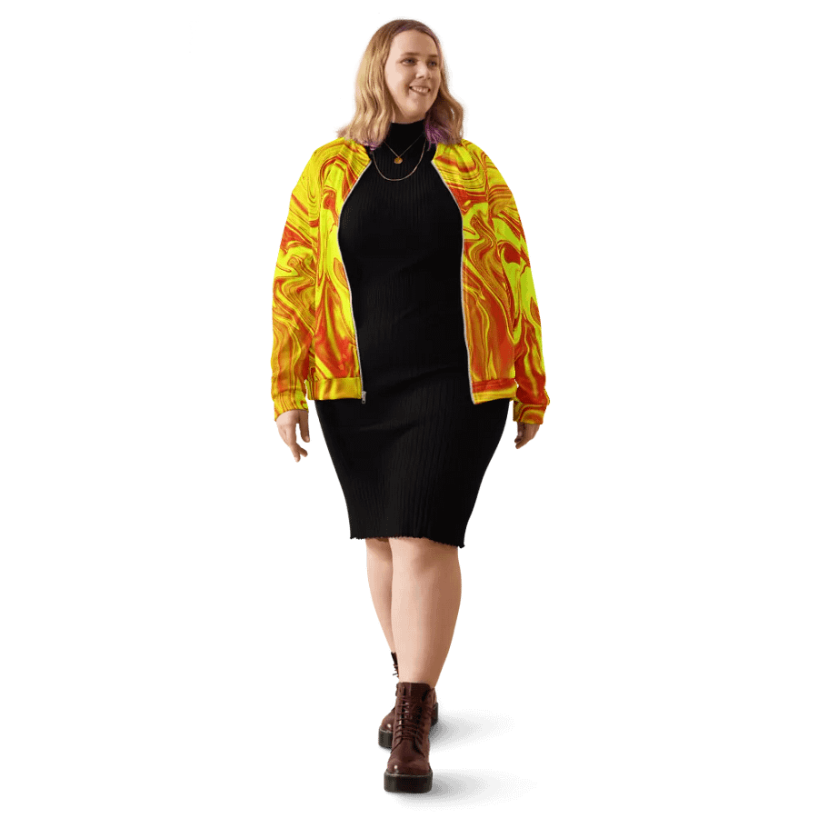 Unisex Bomber Jacket - Yellow and Red Digital Fluid Art product image (1)