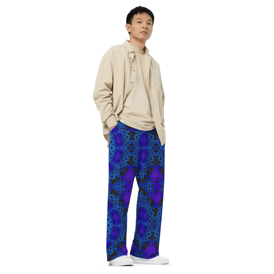 Blue Celtic Knot Kaleidoscope Wideleg Pants product image (3)