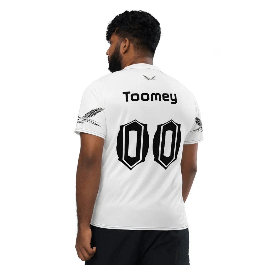 Toomey - White - Recycled Unisex Sports Jersey - Black HApex Gear Black Logo product image (4)