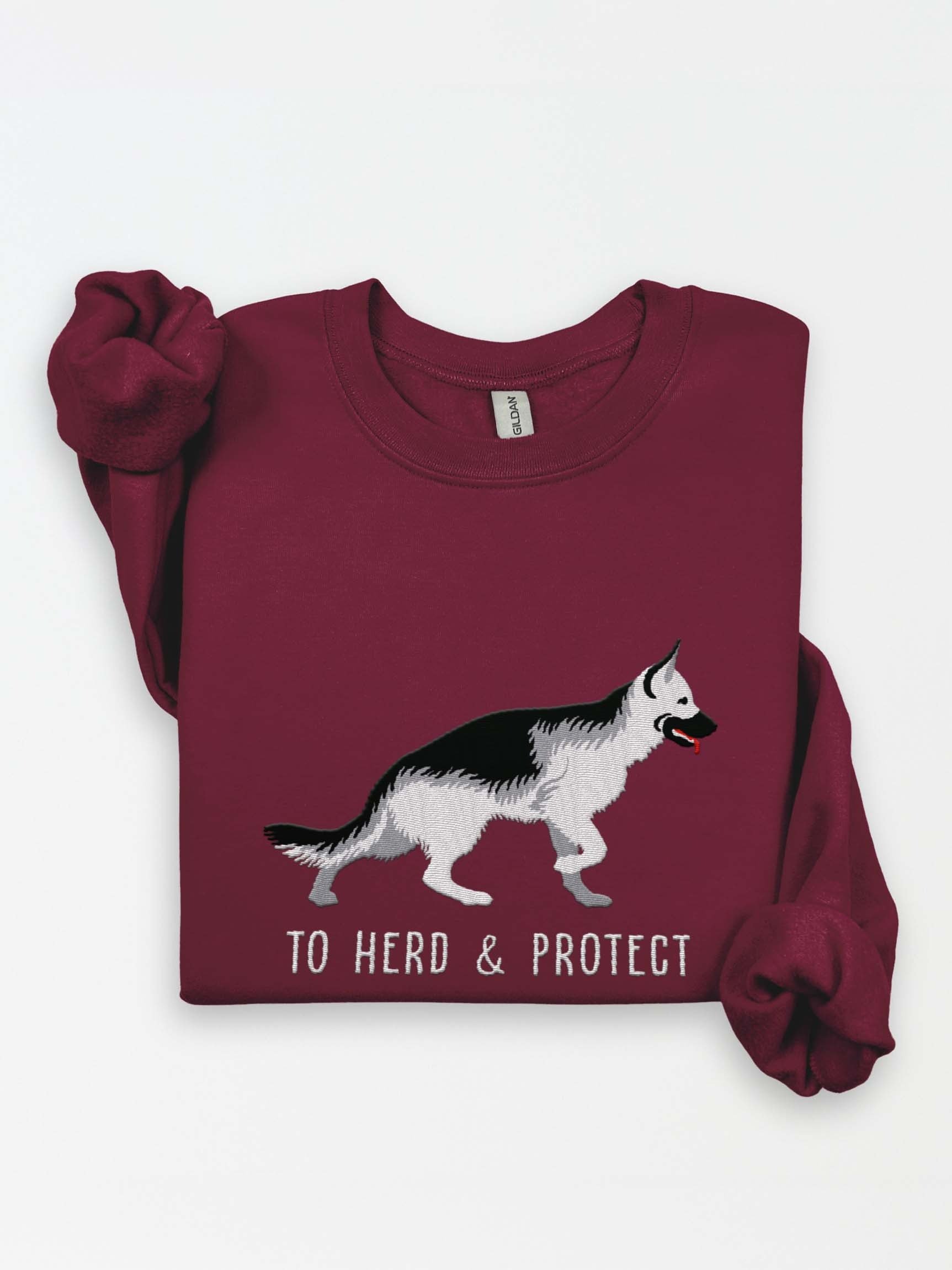 To Herd & Protect Sweatshirt (Embroidered) of a German Shepherd(Silver) product image (1)