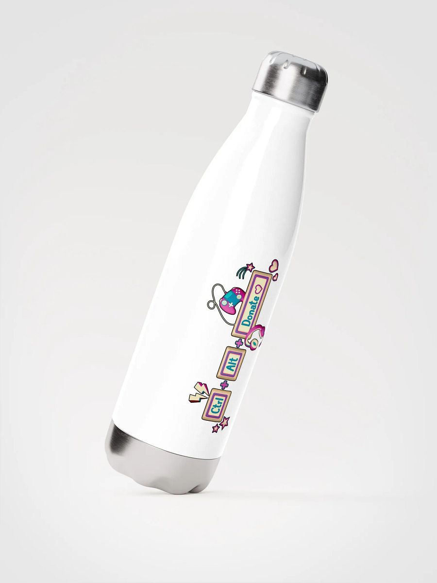 CTRL ALT Donate 2025 - Metal Water Bottle (Sepia/Magenta Logo) product image (1)