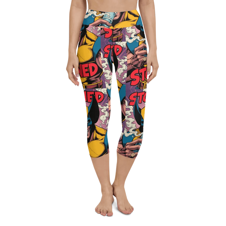 Stoned Comic Character All-Over Yoga Capri Leggings product image (4)