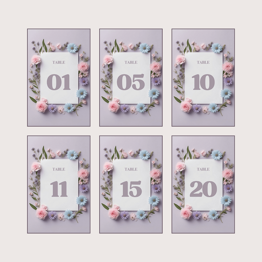 Floral Table Number Card - Dizynai (DTN-06) product image (2)