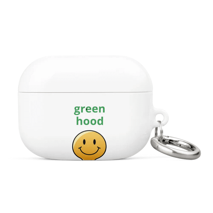 Melting Smiley All-Over Print AirPods® Case with the text greenhood product image (4)