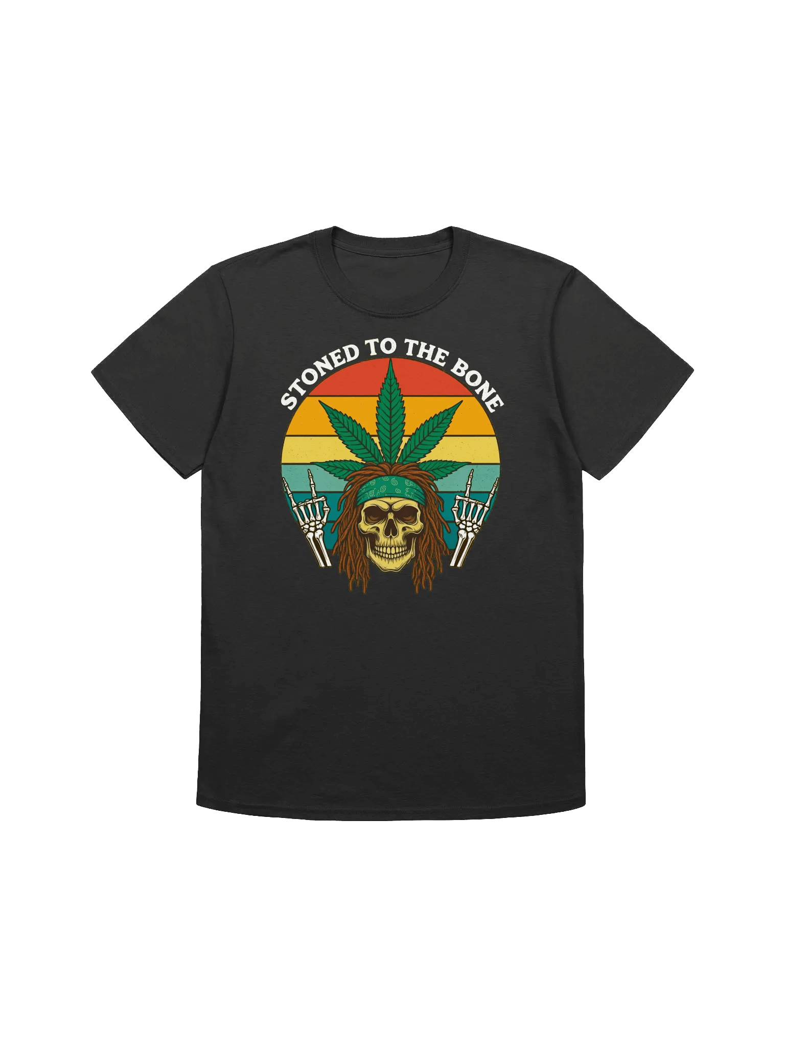 420 Weed-Stoned to the Bone-A Retro Cannabis Skull T-Shirt product image (3)