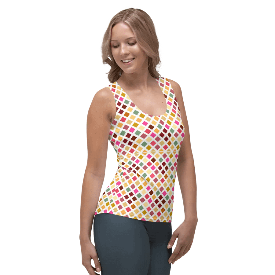 Colorful Square Pattern Design Tank Top - Ver 3 product image (4)