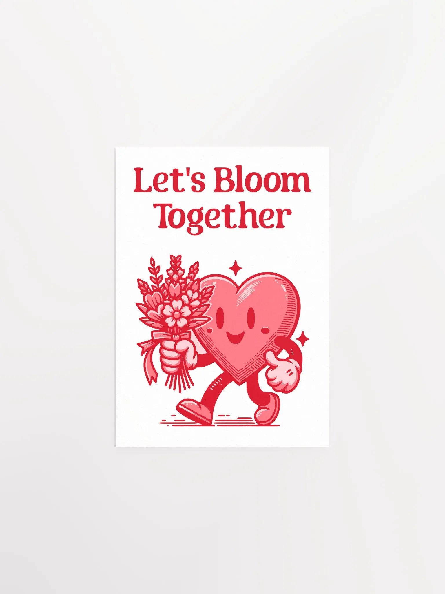Let's Bloom Together Heart Mascot Retro Art Print product image (11)