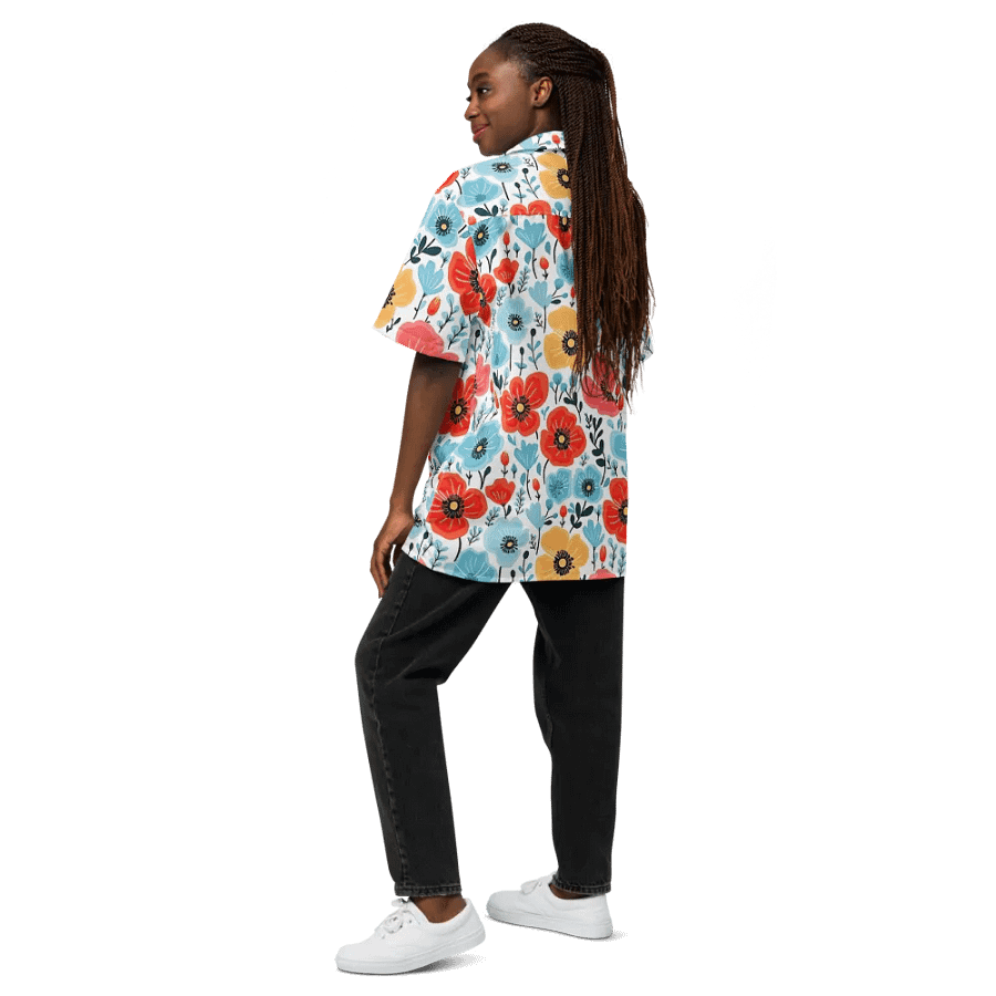 Retro Poppies Blue Red Hawaiian Shirt product image (12)