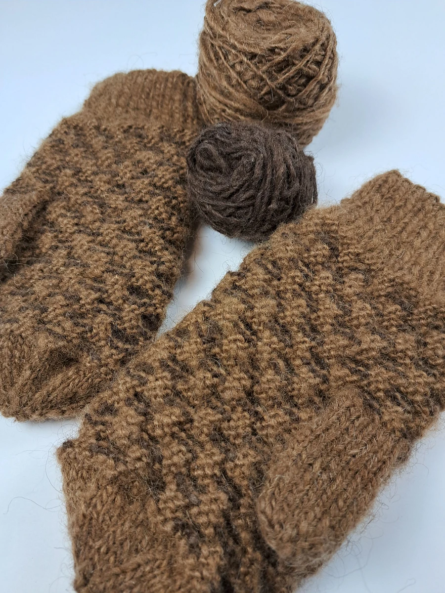 Hand Made Wool Newfie Mittens - Large - Honeycomb Pattern product image (2)