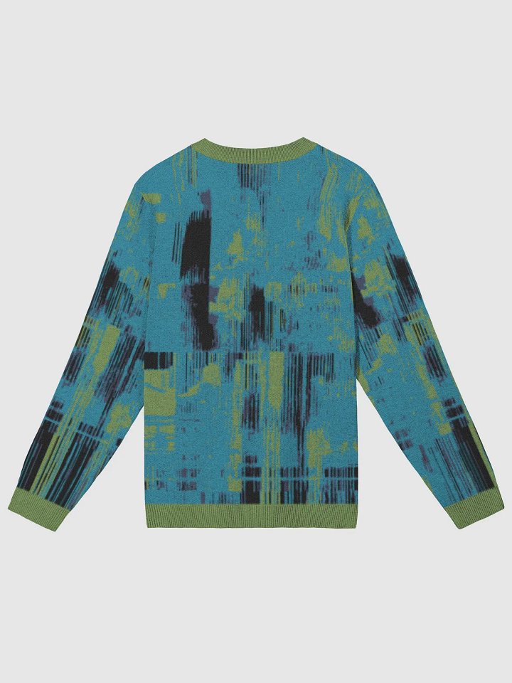 Cyan Glitch Jacquard Knit Crewneck Sweater product image (2)