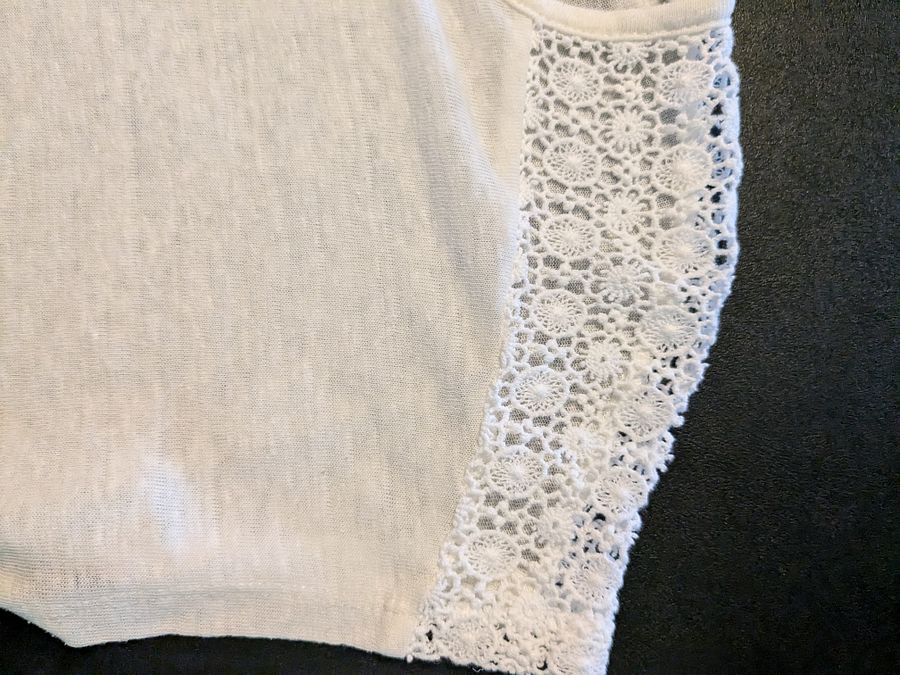 XL White Crochet Shirt Sleeve Top product image (3)