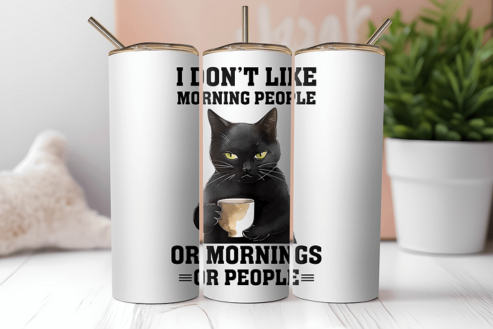 Anti-Morning Cat Tumbler: Embrace Your Inner Night Owl! product image (2)