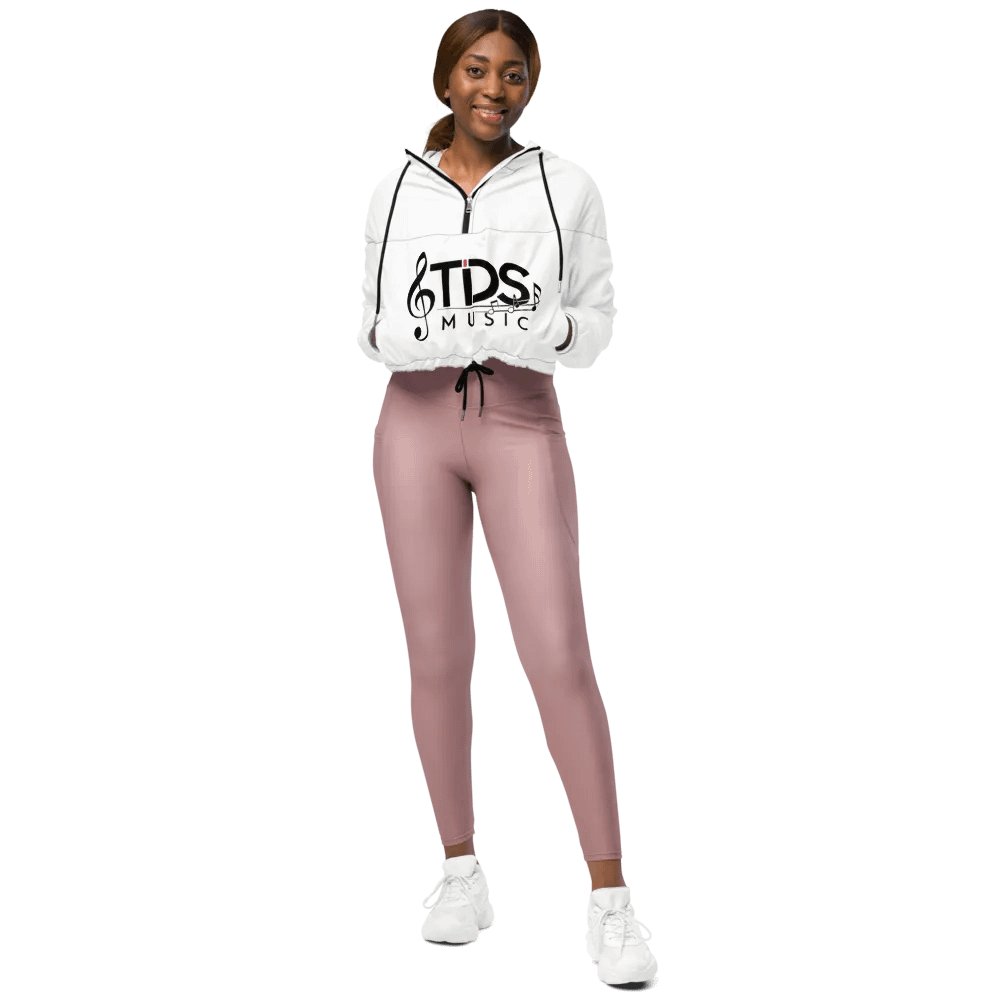 TDS Music Women's White Cropped Windbreaker Jacket - Lightweight & Water-Resistant | XS–2XL product image (1)